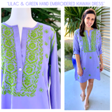 Lilac & Green Hand Embroidered Kiawah Dress