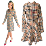 Camel Plaid Fit & Flare Logan Dress