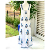 Milos Blue Block Print Maxi Dress
