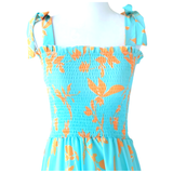 Turquoise & Orange Smocked Megan Dress