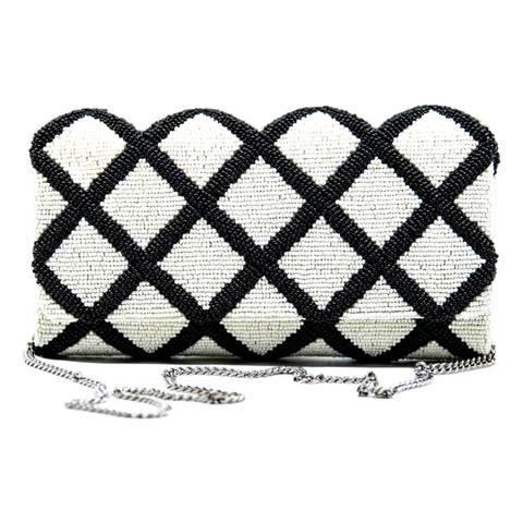 Hand Beaded Ying Yang or Windowpane Bag with Optional Shoulder Chain