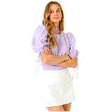 Lilac or Black Checked Puff Sleeve Ally Top