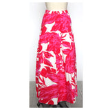 Pink Red & White Tiered Ruffle Hem Maxi Skirt