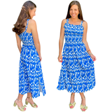 Blue & White Ruched Madison Dress