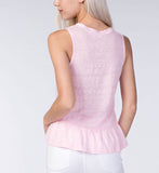 Baby Pink Sleeveless Linen Peplum Tee