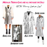 Metallic PU Leather Fully Sherpa Lined Belted Trench Coat