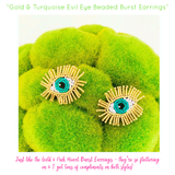 Gold & Turquoise Evil Eye Beaded Burst Earrings