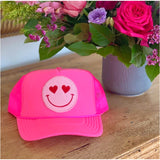 Smiley Face Happy Truckers Patch Hats