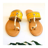 Marigold & Metallic Gold Embroidered Sandals