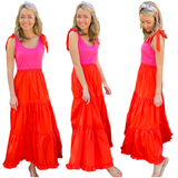 Orange & Pink Knit Contrast Phillipa Dress with Pockets