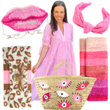Pink Ribbon Sleeve Textured Olivia Dress