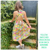 Yellow Smocked Crisscross Bow Back Marianne Dress