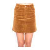 Camel Corduroy A-Line Skirt
