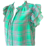 Green & Coral Smocked Layered Ruffle Cammie Dress