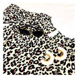 Leopard Print Ruffle Bell Sleeve Top with Front Tie