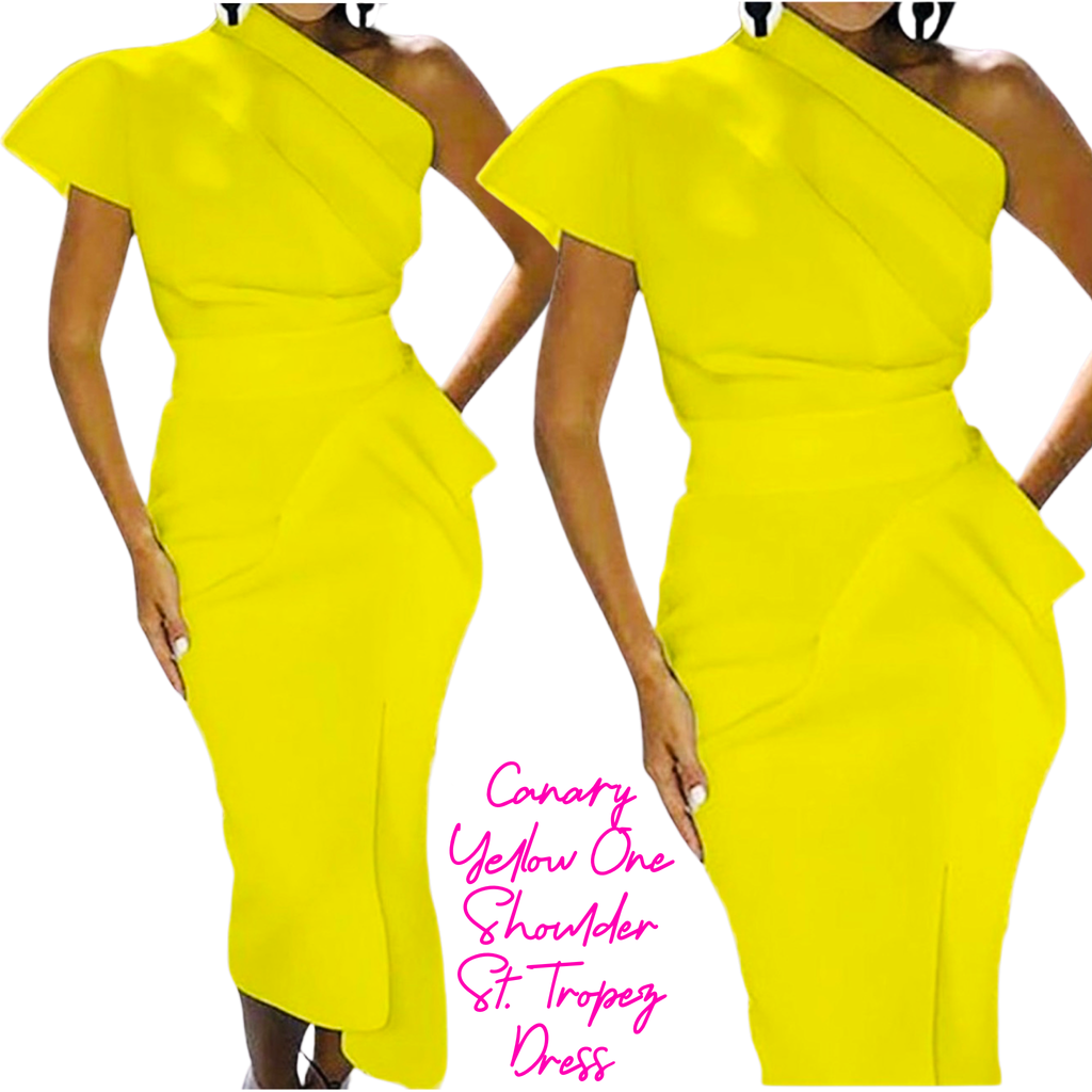 Canary Yellow One Shoulder St. Tropez Dress - James Ascher Canary Yellow One Shoulder St. Tropez Dress - James Ascher