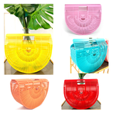 Pink, Cherry Red, Yellow, Black, Coral Orange & Turquoise Green Handcrafted Bamboo Bags