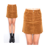 Camel Corduroy A-Line Skirt
