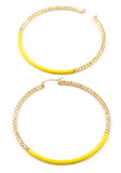 Gold Hoops with Yellow, Kelly Green OR Fuchsia Overlay