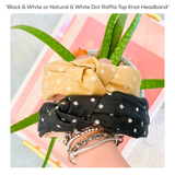 Black & White or Natural & White Dot Raffia Top Knot Headband