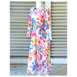 Rainbow Hued Maldives Kimono Dress with Optional Belt