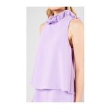 Lavender Ruffle Neck Swing Cami Romper with Bow Back