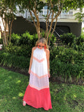 Coral White Halter Maxi with Back Tassel Tie