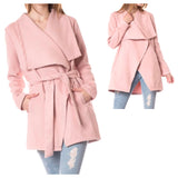 Blush Pink Shawl Collar Jacket with Belt