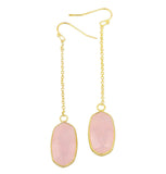 Gold Dangle Stone Earrings in Jade, Coral, Turquoise, Rose Quartz & Hot Pink