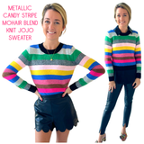 METALLIC Candy Stripe Mohair Blend Knit Jojo Sweater