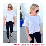 White Smocked Bell Sleeve Tee