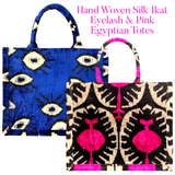 Hand Woven Silk Ikat Eyelash & Pink Egyptian Totes