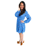 Blue Teardrop Geo Dress