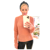 Coral Pink Sweater with SEQUINS & METALLIC Lurex Threading