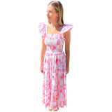 Pink Toile Smocked Cotton Tabitha Dress