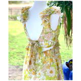 Lemonella Floral Dress with Dramatic Ruffle & Bow Back