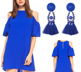 Royal Blue Cold Shoulder Dress