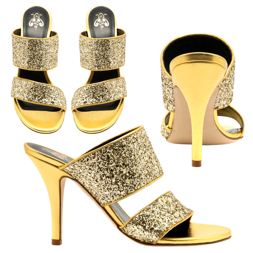 Buy Marc Loire Women Gold Toned Shimmer Block Heels - Heels for Women  4368679 | Myntra