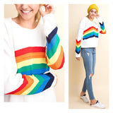 Off White Rainbow Stripe Shimmering Knit Sweater