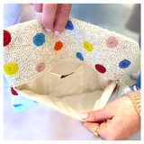 Handmade Multicolor Polka Dot Fold Over Clutch