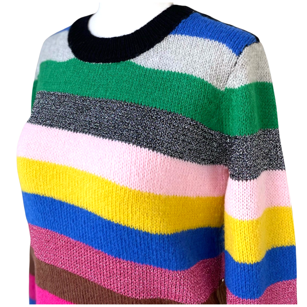 METALLIC Candy Stripe Mohair Blend Knit Jojo Sweater - James Ascher