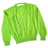 Handmade Green Pleated Shoulder Mohair Megan Sweater, Made in Italy