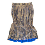 Blue & METALLIC Lurex Crinkle Pleat Elastic Waist Midi Skirt