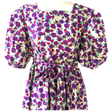 Purple & Raspberry Micro Floral Puff Sleeve Parcelle Dress