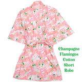 Champagne Flamingos Cotton Short Robe