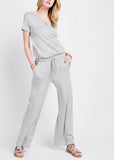 Super Soft Black OR Heather Grey t-Shirt Jumpsuit with Keyhole Back and Elastic Tie Waist