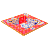 Hand Painted Charlotte Gingham Enameled 6x6 Chinoiserie Tray