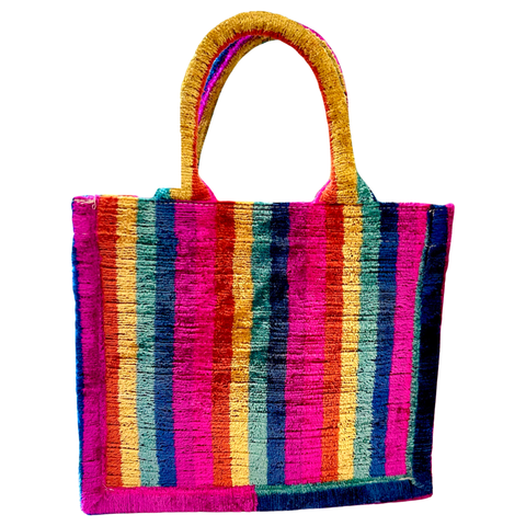 Handmade Silk Velvet Rainbow Harper Bag, Handmade in Turkey
