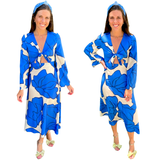 Blue Bow Front Laos Kimono Sleeve Dress