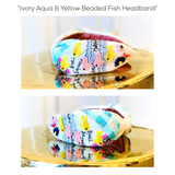 Ivory Aqua & Yellow Beaded Fish Headband